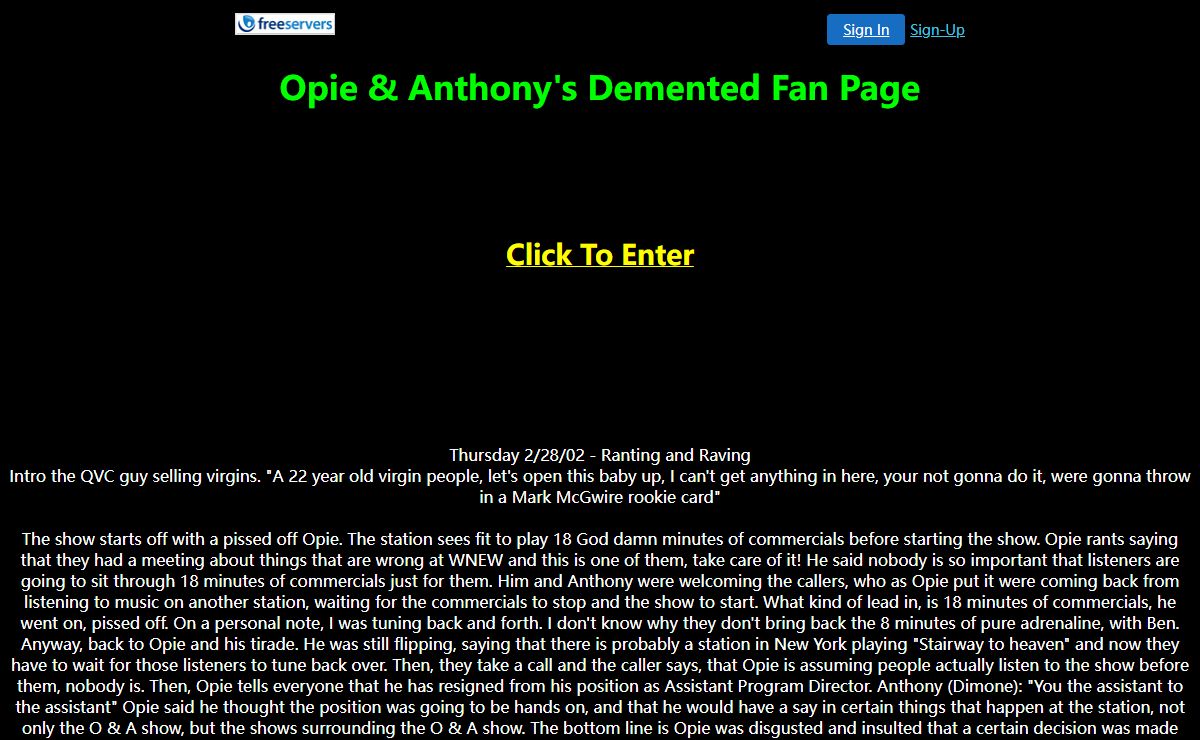 Opie & Anthony's Demented Fan Page