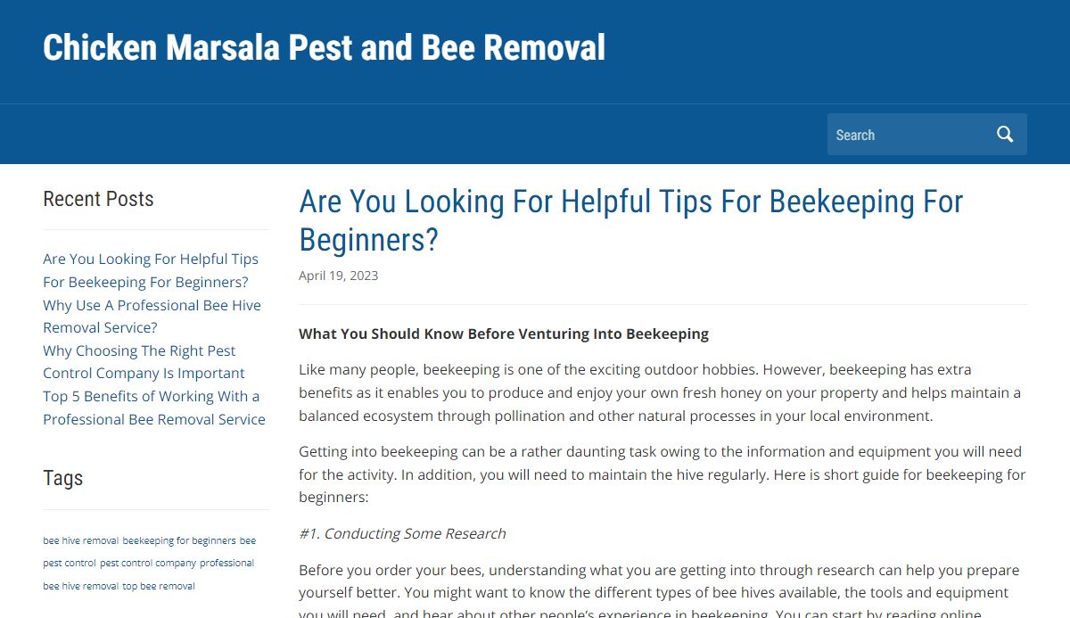 Chicken Marsala Pest and Bee Removal -