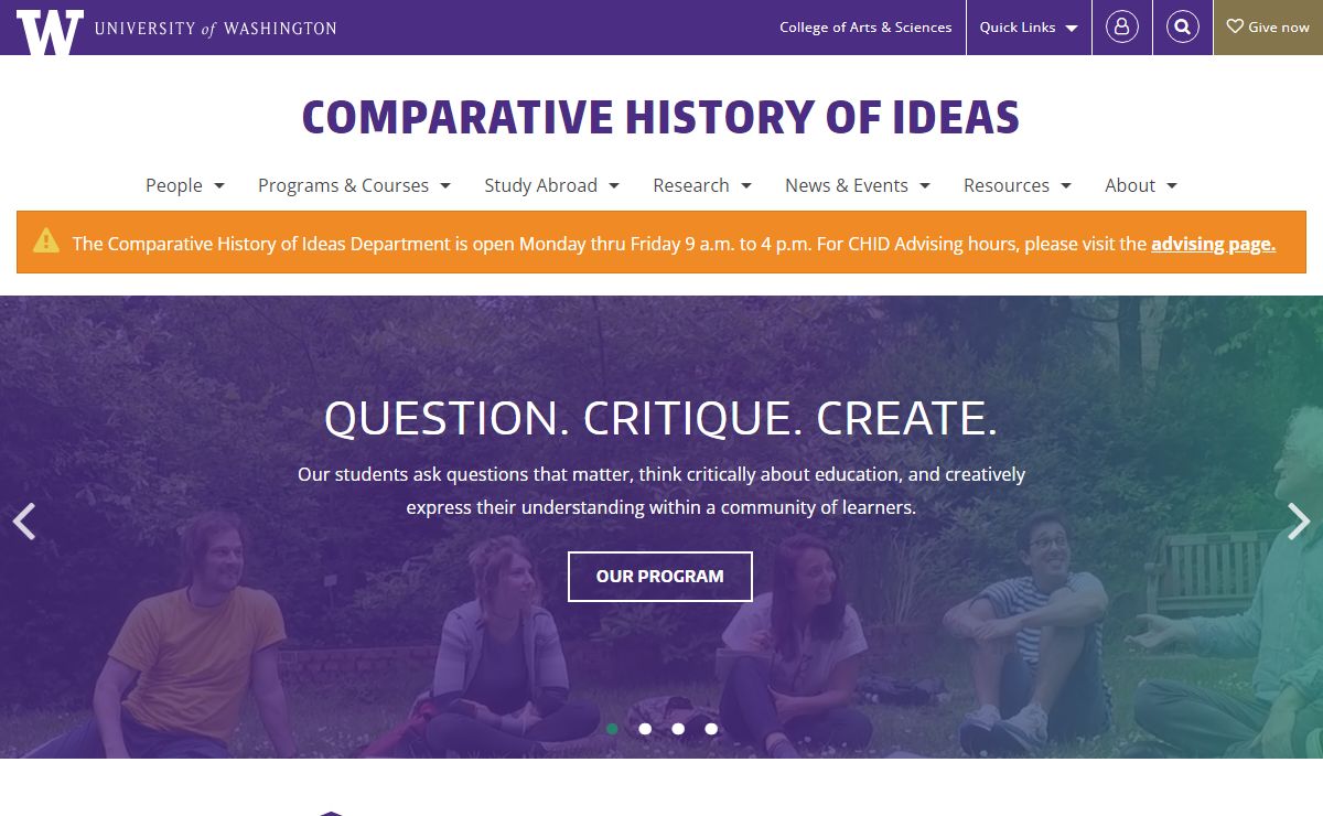 Home | Comparative History of Ideas | University of Washington