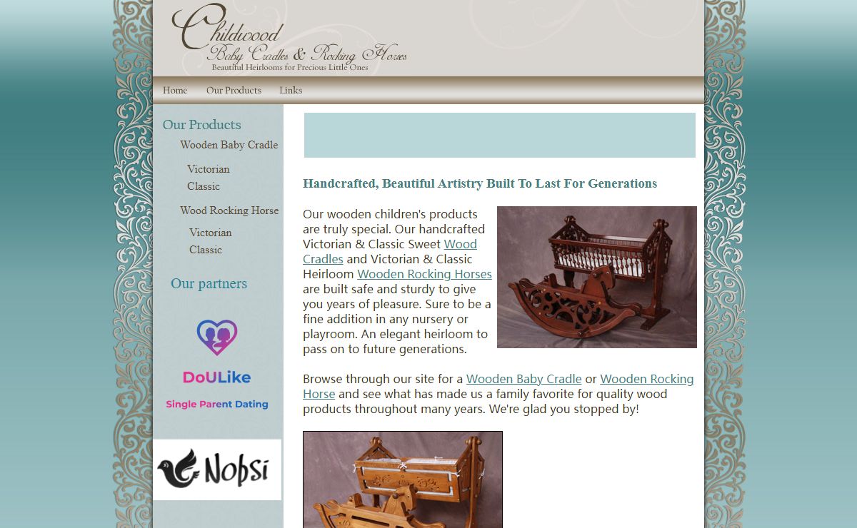 Childwood Products | kids wooden rocking horses for sale, wood baby cradles for sale
