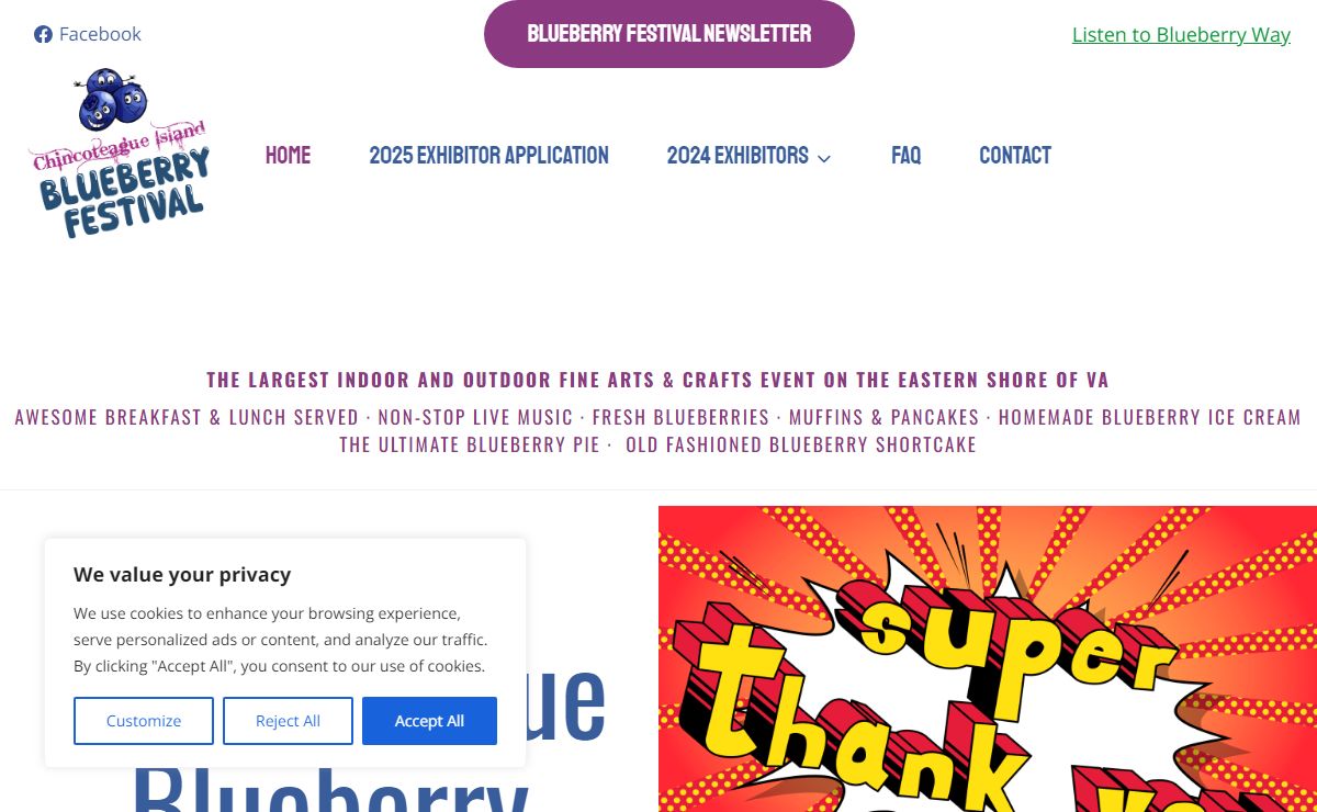 Chincoteague Island Blueberry Festival -Arts & Crafts, Music, Food
