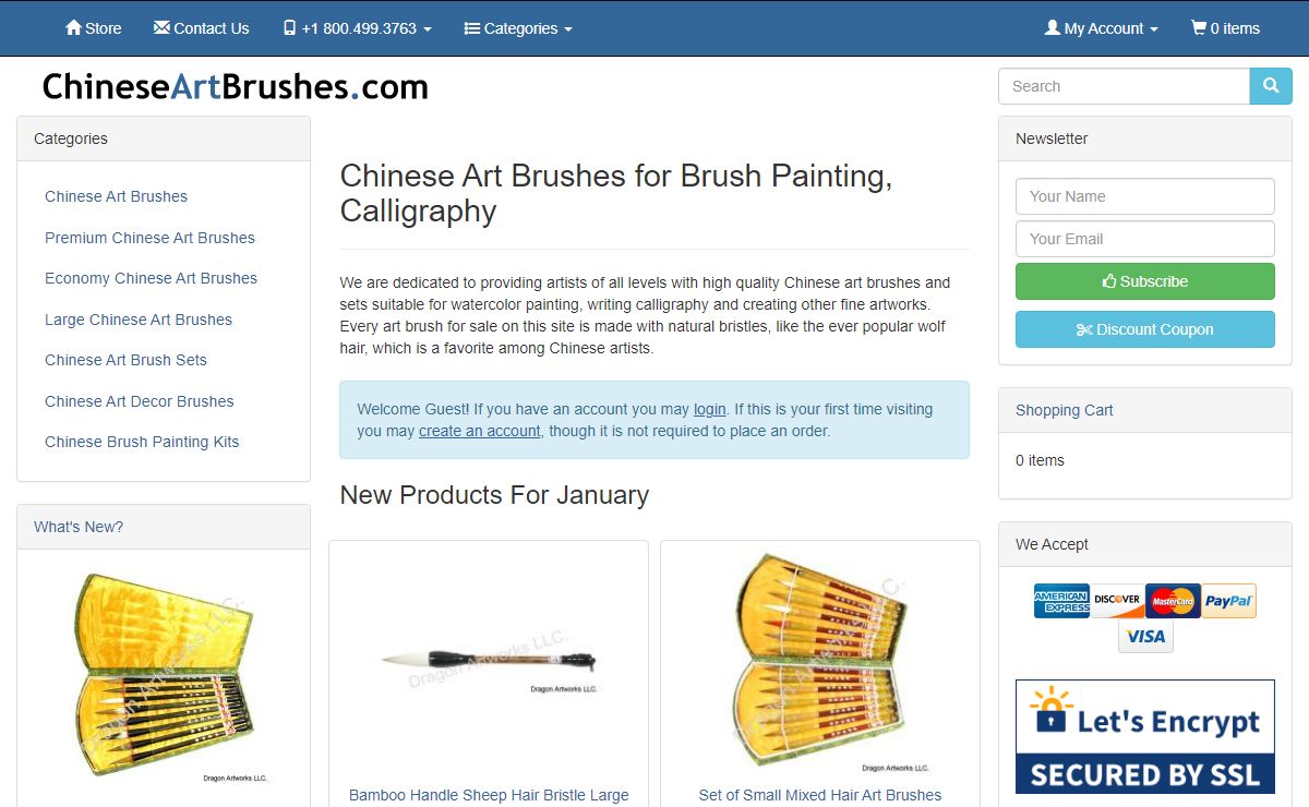 Chinese Art Brushes for Brush Painting, Calligraphy