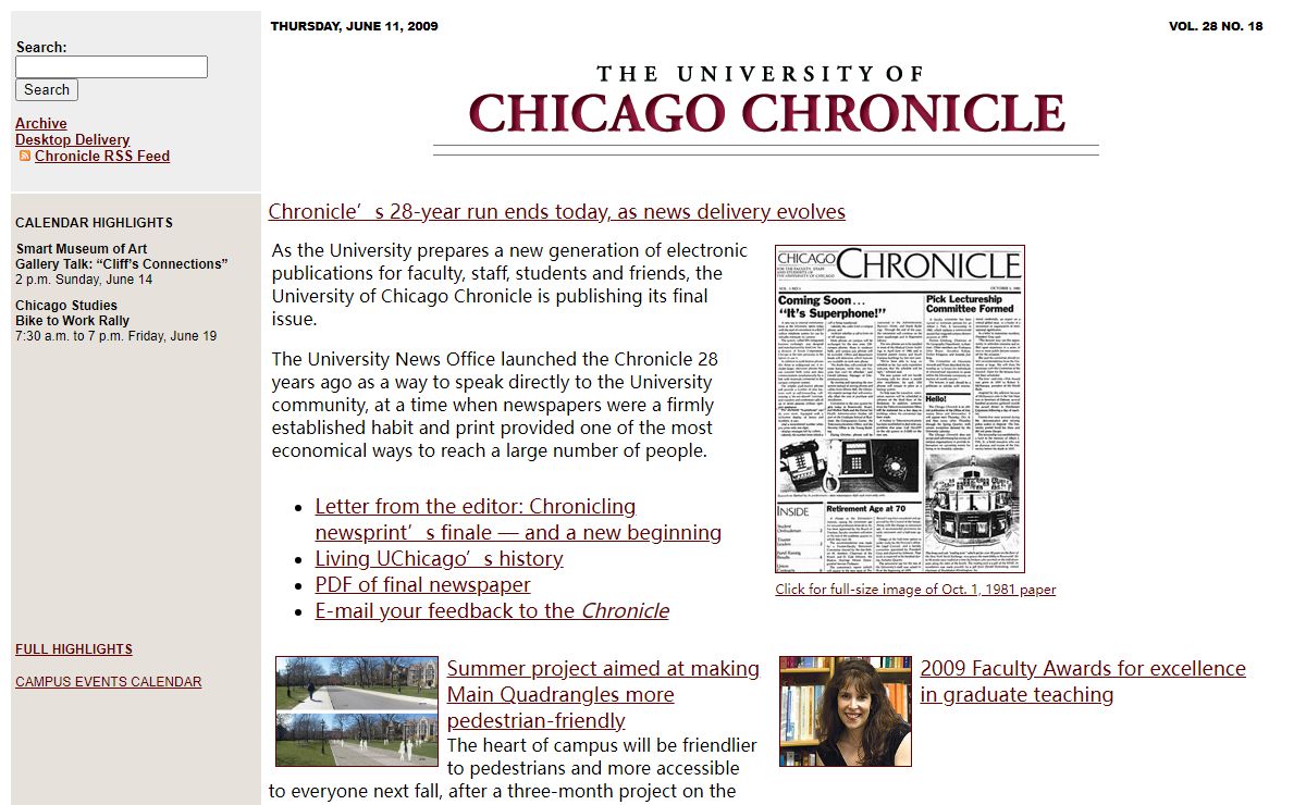 University of Chicago Chronicle: June 11, 2009