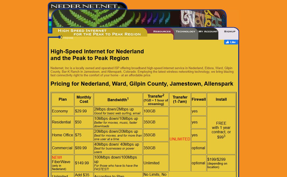 Nedernet High Speed Broadband Internet Access for Nederland, Colorado and the Indian Peaks Region