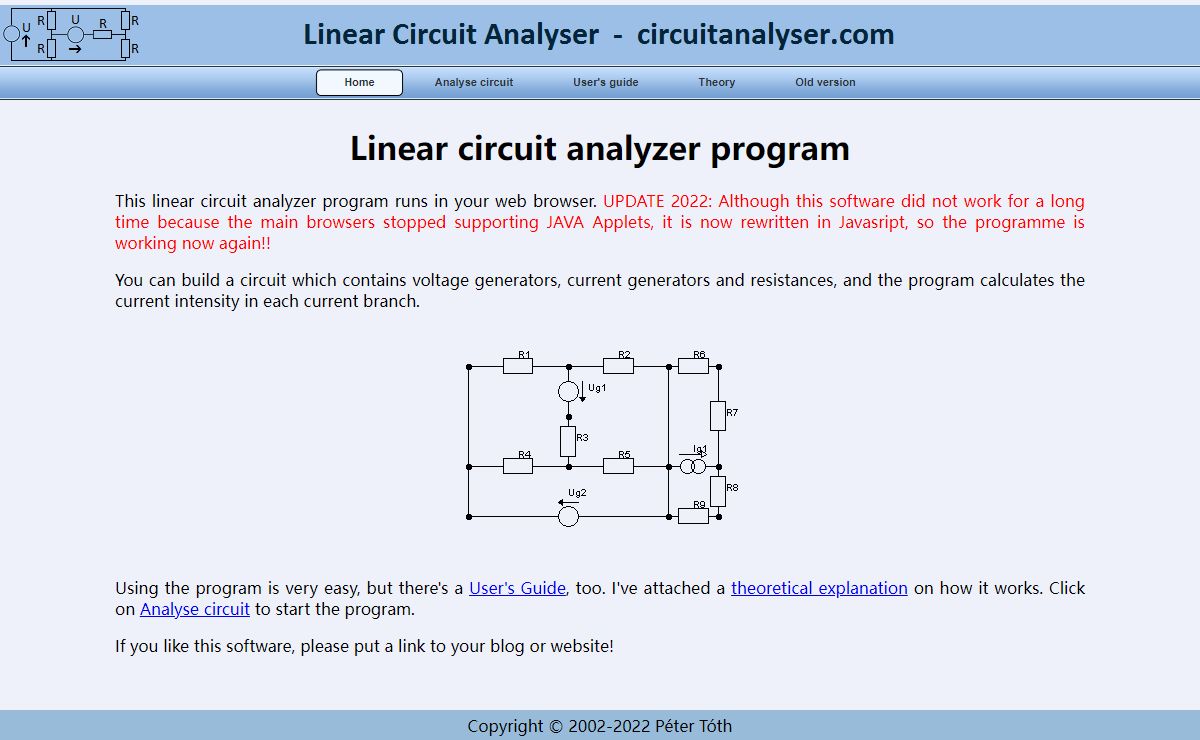 Linear circuit analyzer program
