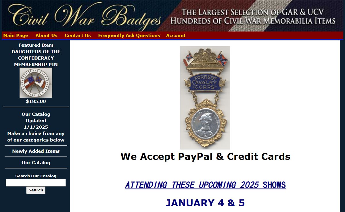 CivilWarBadges.com Main Page