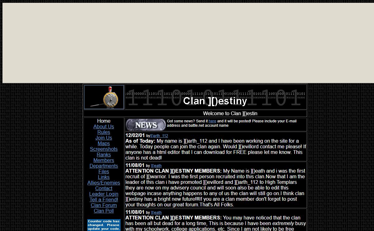 Battle.net Clan ][)estiny Home -- Join Our Fun StarCraft Clan!