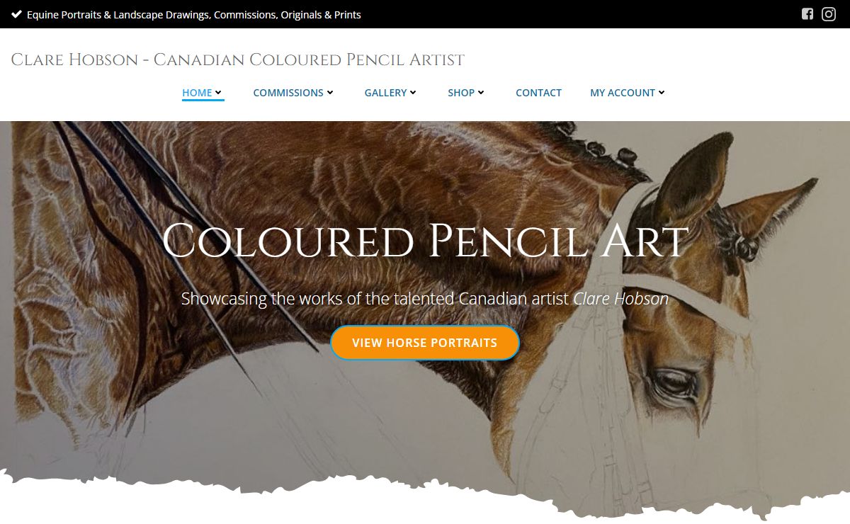 Clare Hobson – Canadian Coloured Pencil Artist – Canadian Coloured Pencil Artist. Elegant sport horses, equestrian life scenes, heavy horses, dog and horse portraits, to landscapes and barnscapes, Clare breaths life into her graphite and colored pencil artwork.
