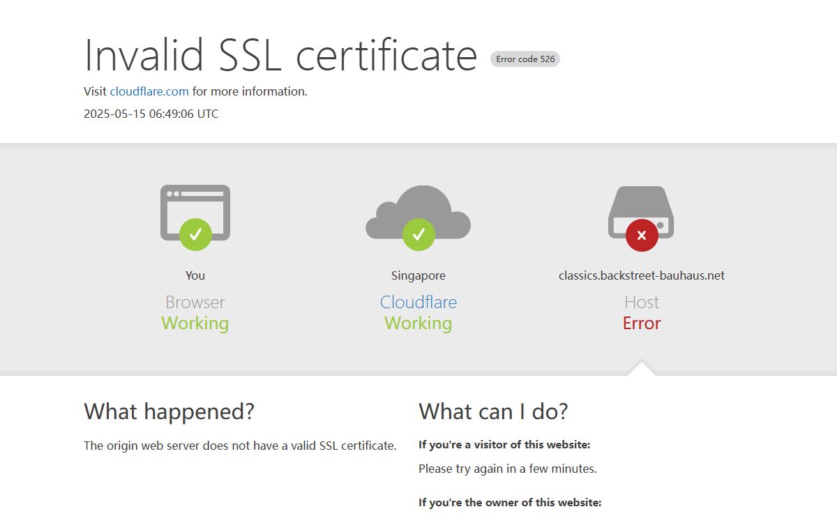 classics.backstreet-bauhaus.net | 526: Invalid SSL certificate