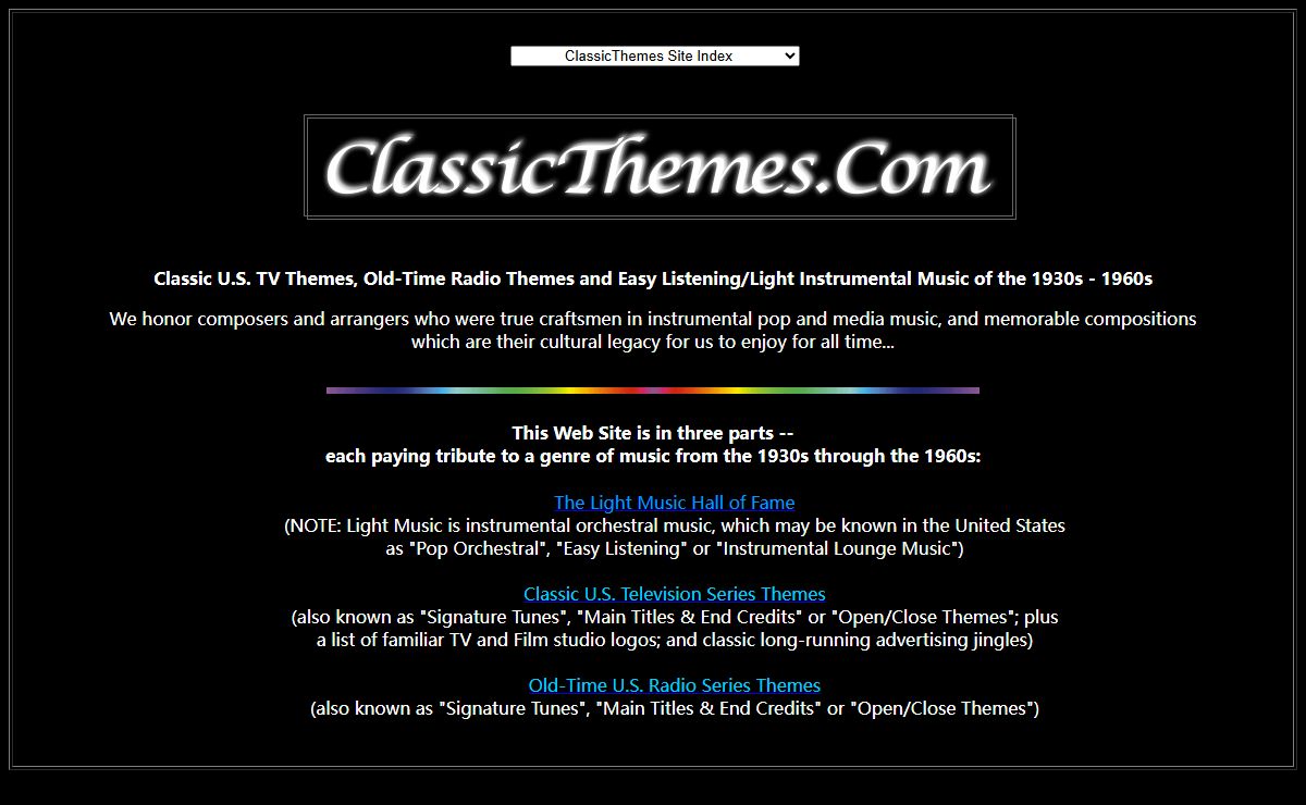 ClassicThemes.com - a Tribute to Light Orchestral Music & U.S. Radio-TV Themes of the 1950's and 1960's