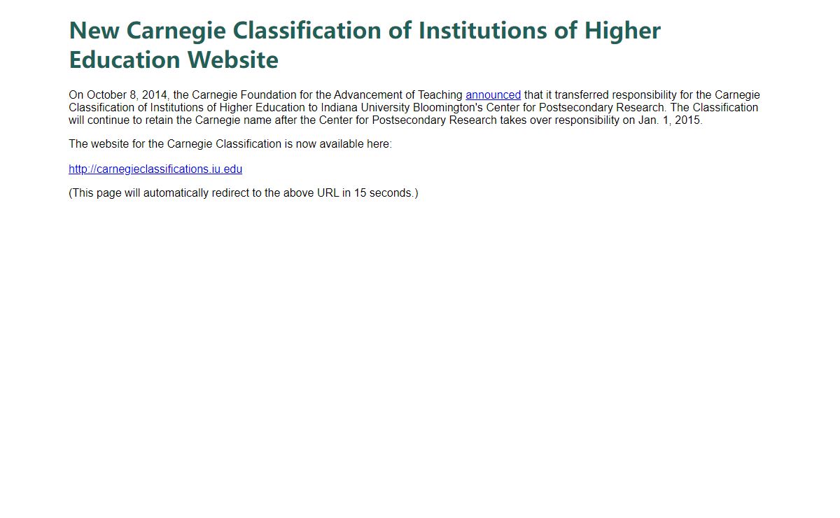 Carnegie Foundation Classifications