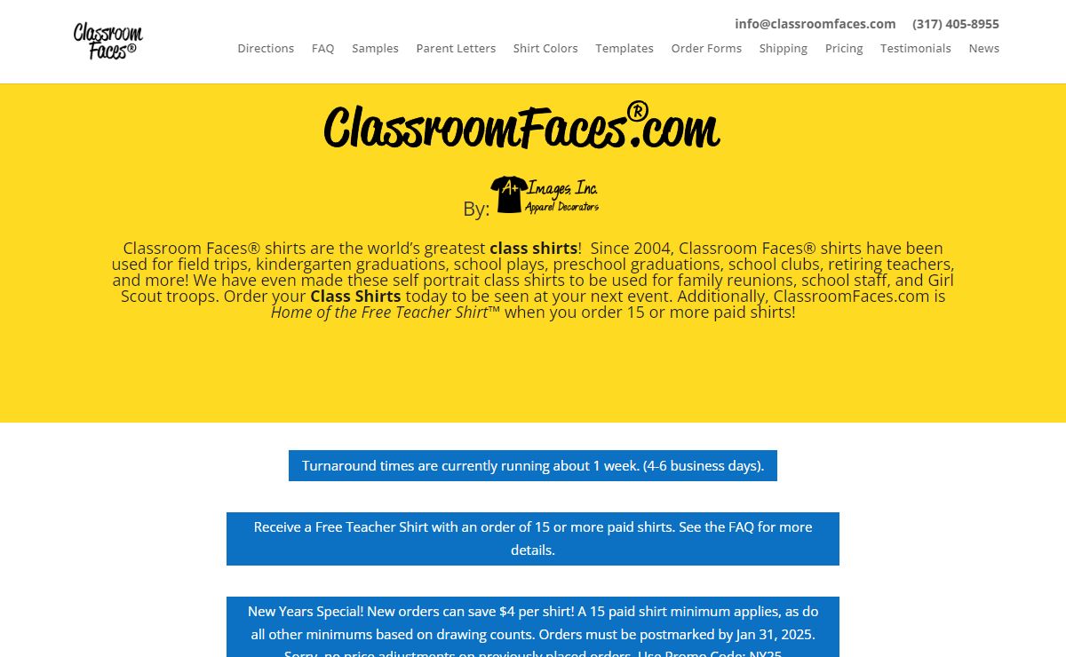 Classroom Faces | Class Shirts | Self Portrait Shirts | Home