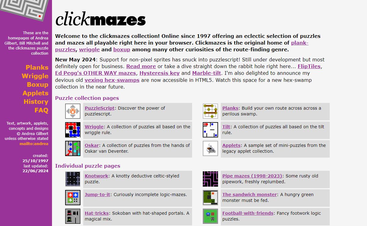 Clickmazes home