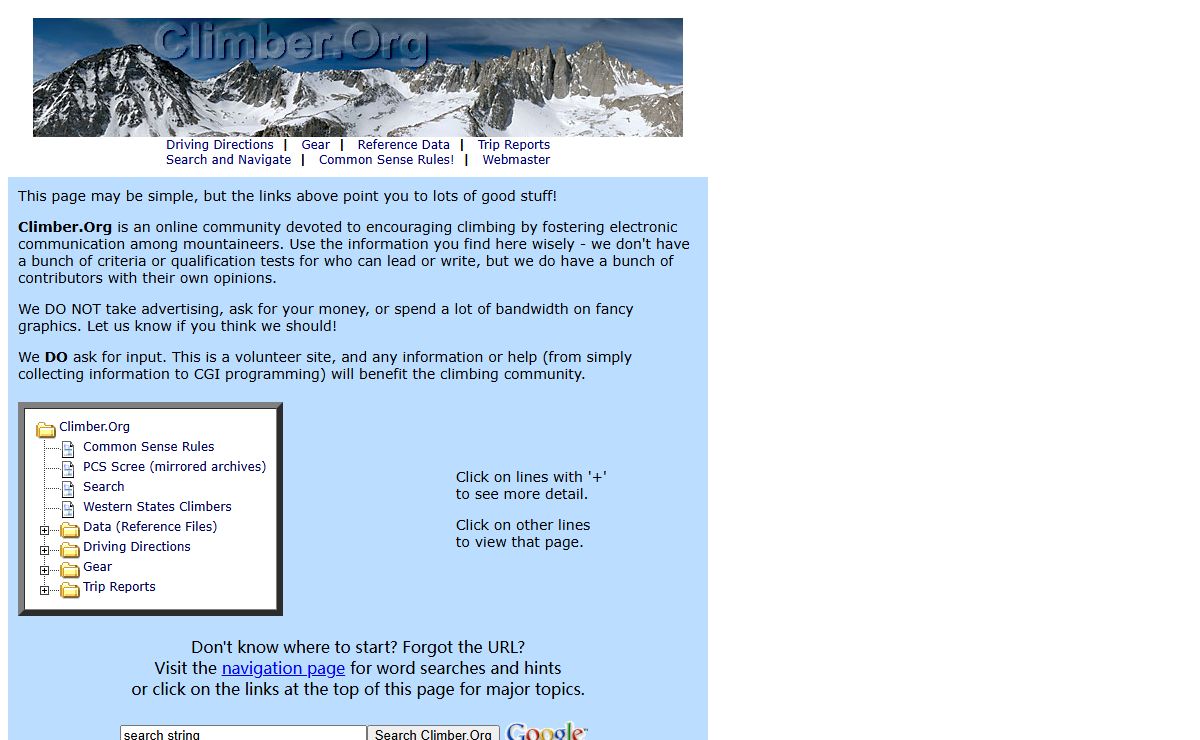 Climber.Org Home Page