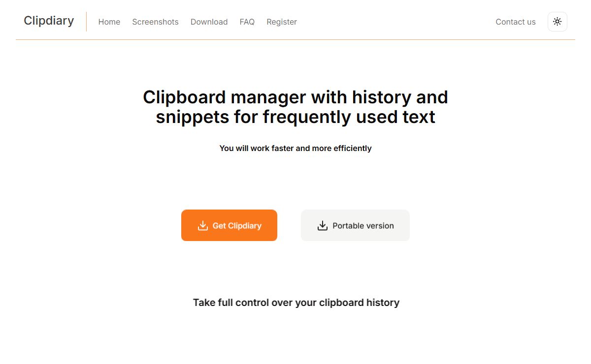 Clipdiary - Clipboard manager with history and snippets for frequently used text