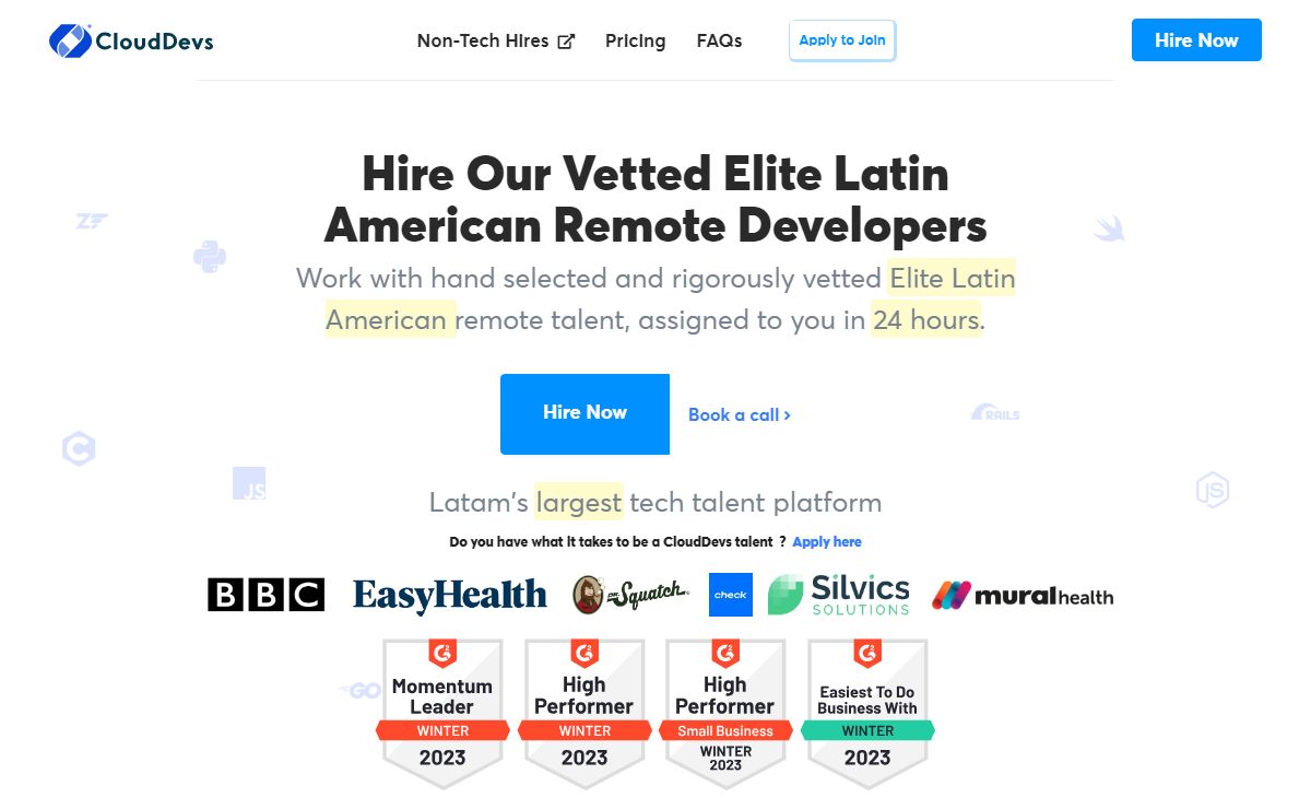 CloudDevs: Hire pre-vetted developers from Latam's in 24 hours