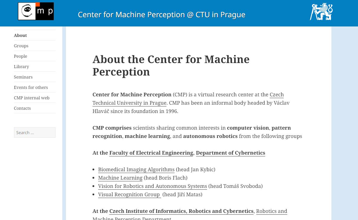 CMP – Center for Machine Perception @ CTU in Prague