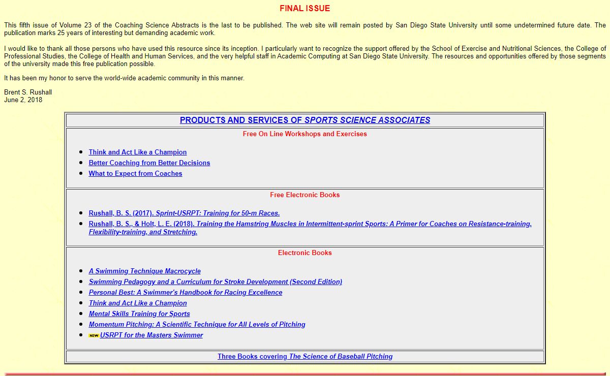 COACHING SCIENCE ABSTRACTS