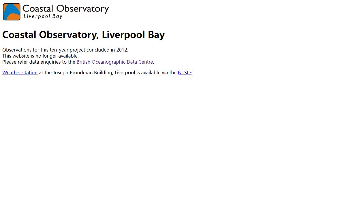 Coastal Observatory, Liverpool Bay, Irish Sea (UK)