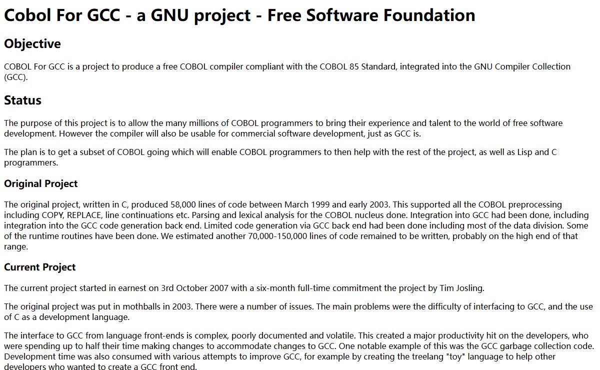 COBOL For GCC - a GNU project - Free Software Foundation