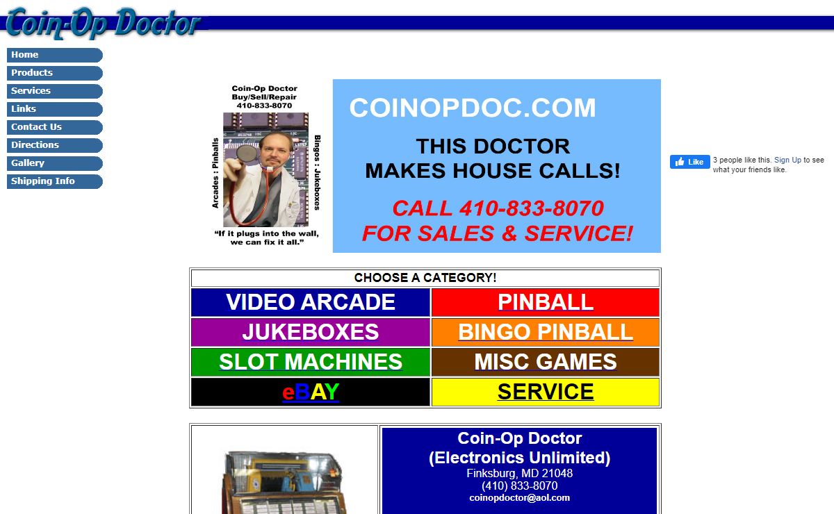 Coin-Op Doctor of Maryland - Sales & Repair Service of Pinball Machines, Video Arcade Games, Juke Boxes, Casino Slots Buy, Sell, Service & Parts
