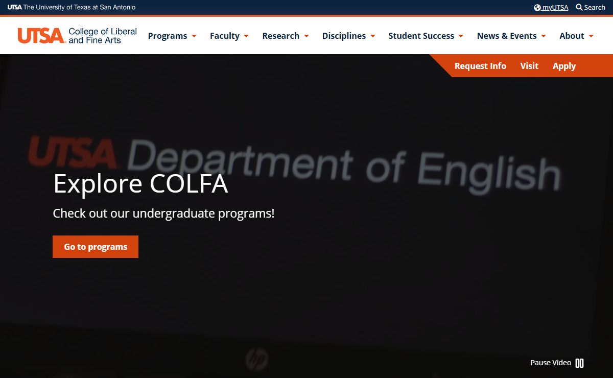 College of Liberal and Fine Arts Home | College of Liberal and Fine Arts | UTSA | University of Texas at San Antonio