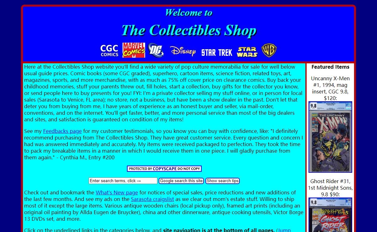 Comic books superhero toys sci-fi art merchandise for sale @ Collectibles Shop