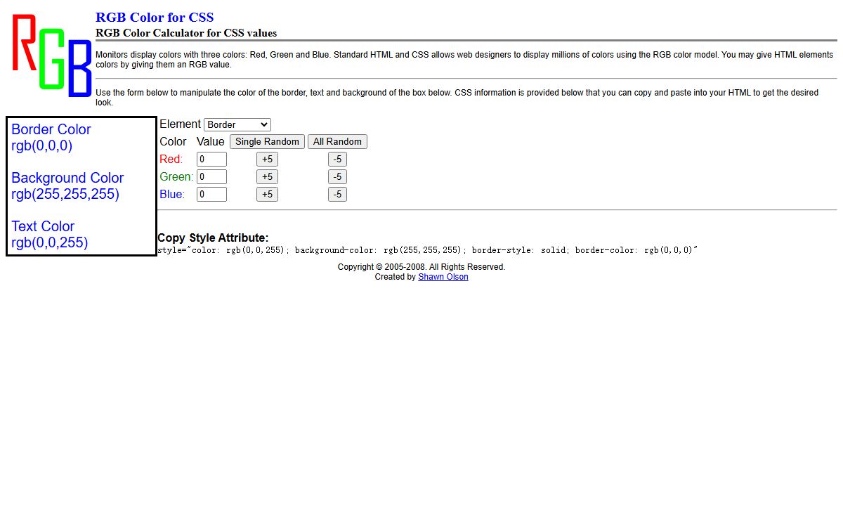 RGB Color for CSS