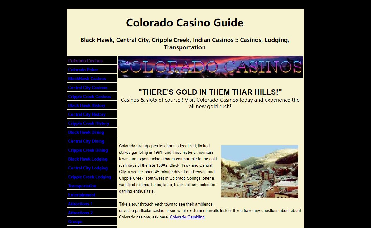 Colorado Casino Guide & Info - Black Hawk, Central City, Cripple Creek