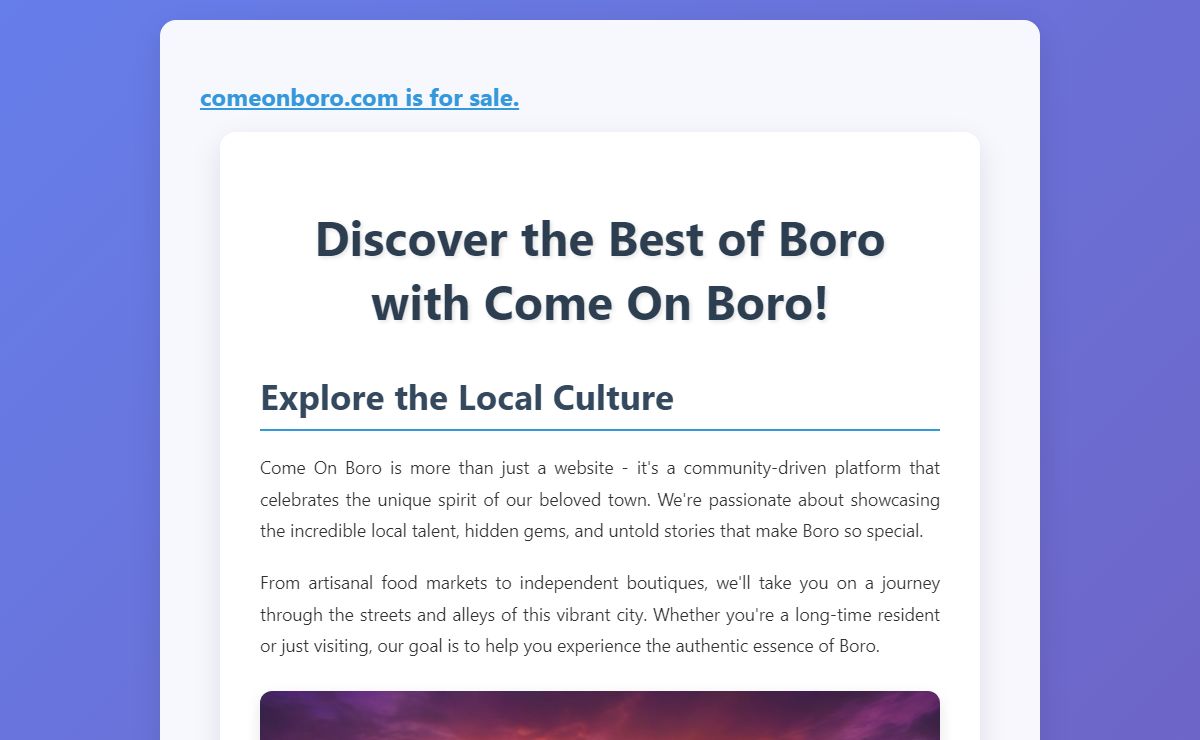 Discover the Best of Boro with Come On Boro!