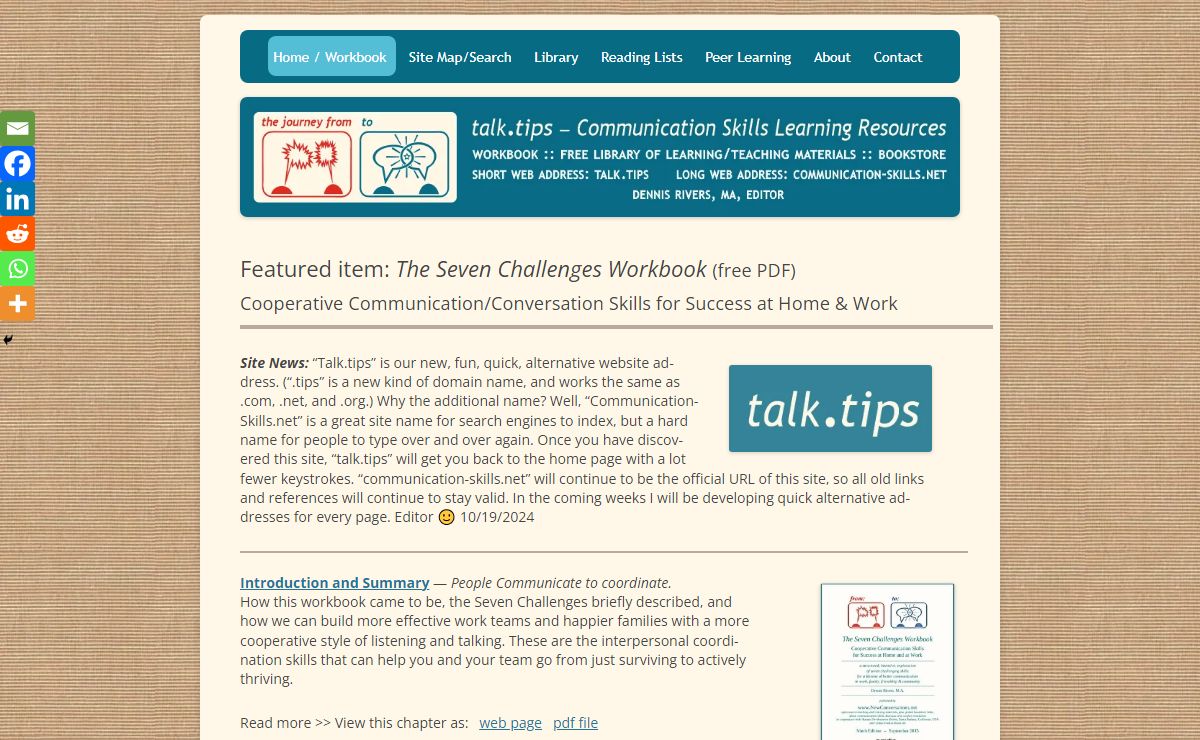 Communication Skills Improvement: Training, Learning & Teaching Resources | PDFs, articles, worksheets and videos for improved team effectiveness at work and family cooperation at home