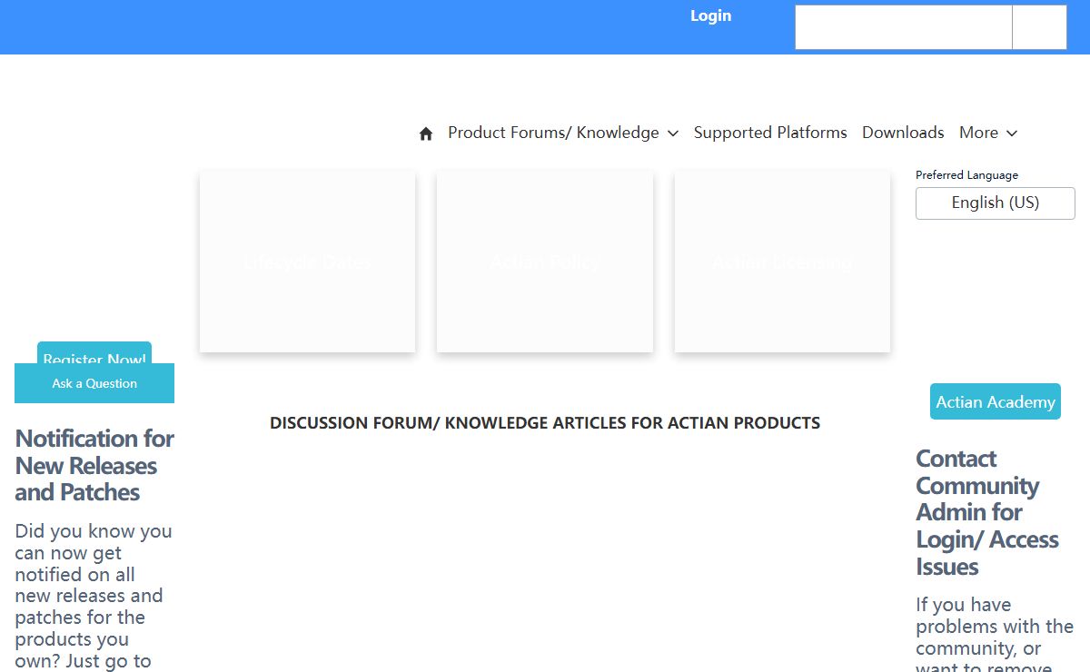 Actian Communities Home Page
