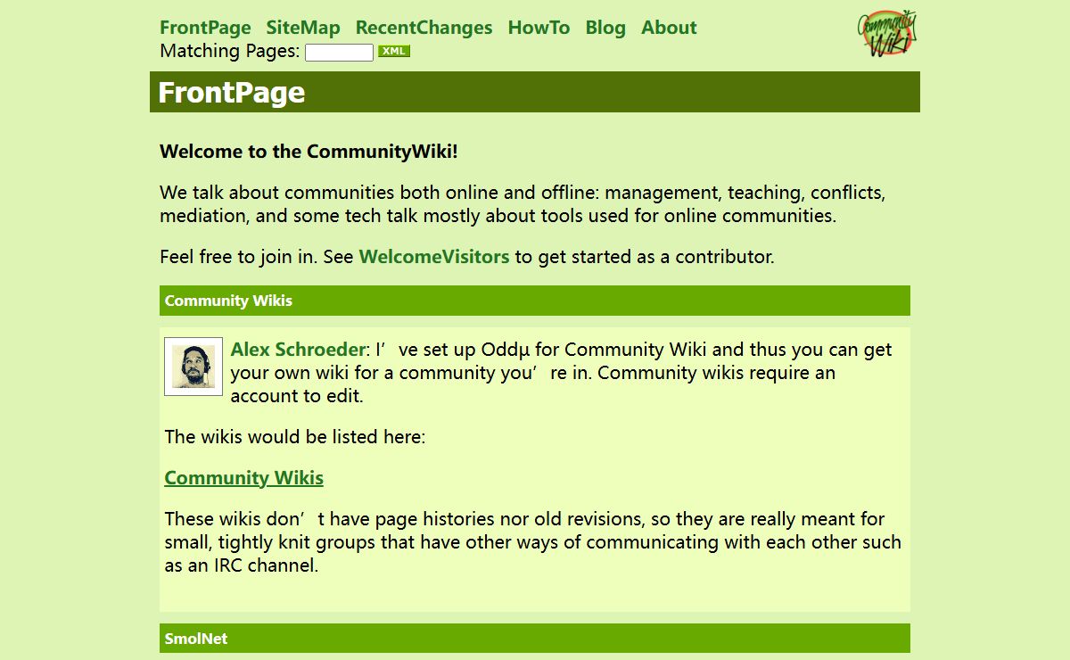 CommunityWiki: Front Page