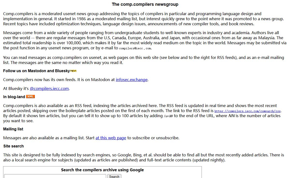 The comp.compilers newsgroup