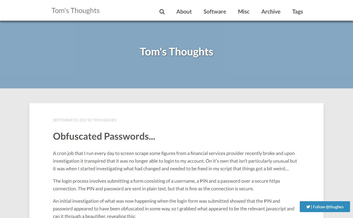 Tom's Thoughts – Tom's Thoughts