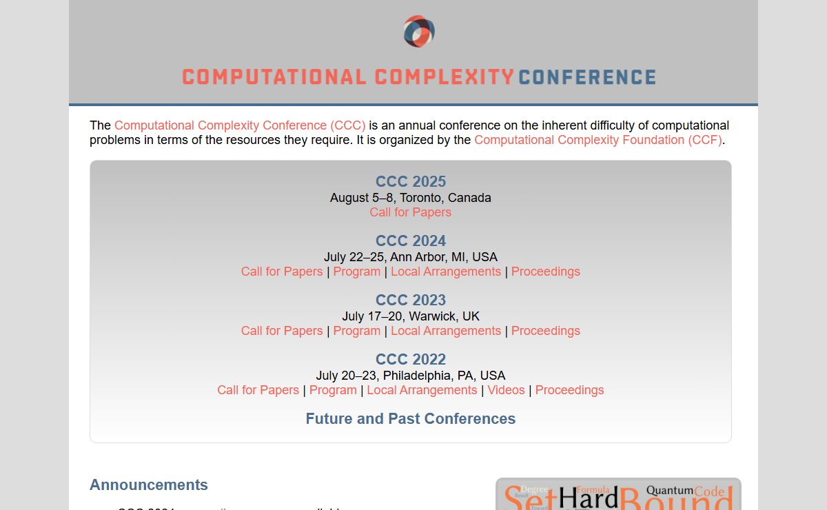 Computational Complexity Conference