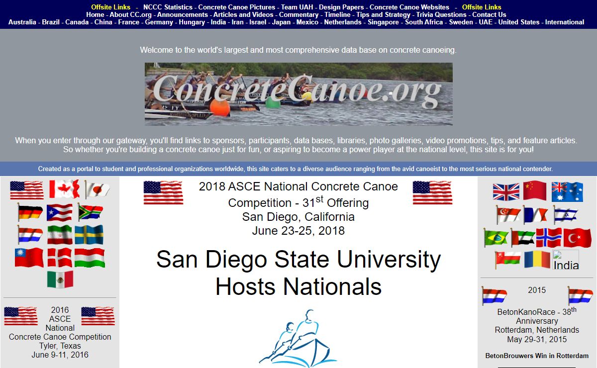 ConcreteCanoe.org - World's largest data base on concrete canoeing