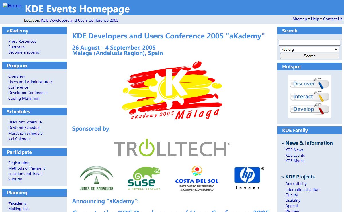 KDE Events Homepage - KDE Developers and Users Conference 2005 "aKademy"