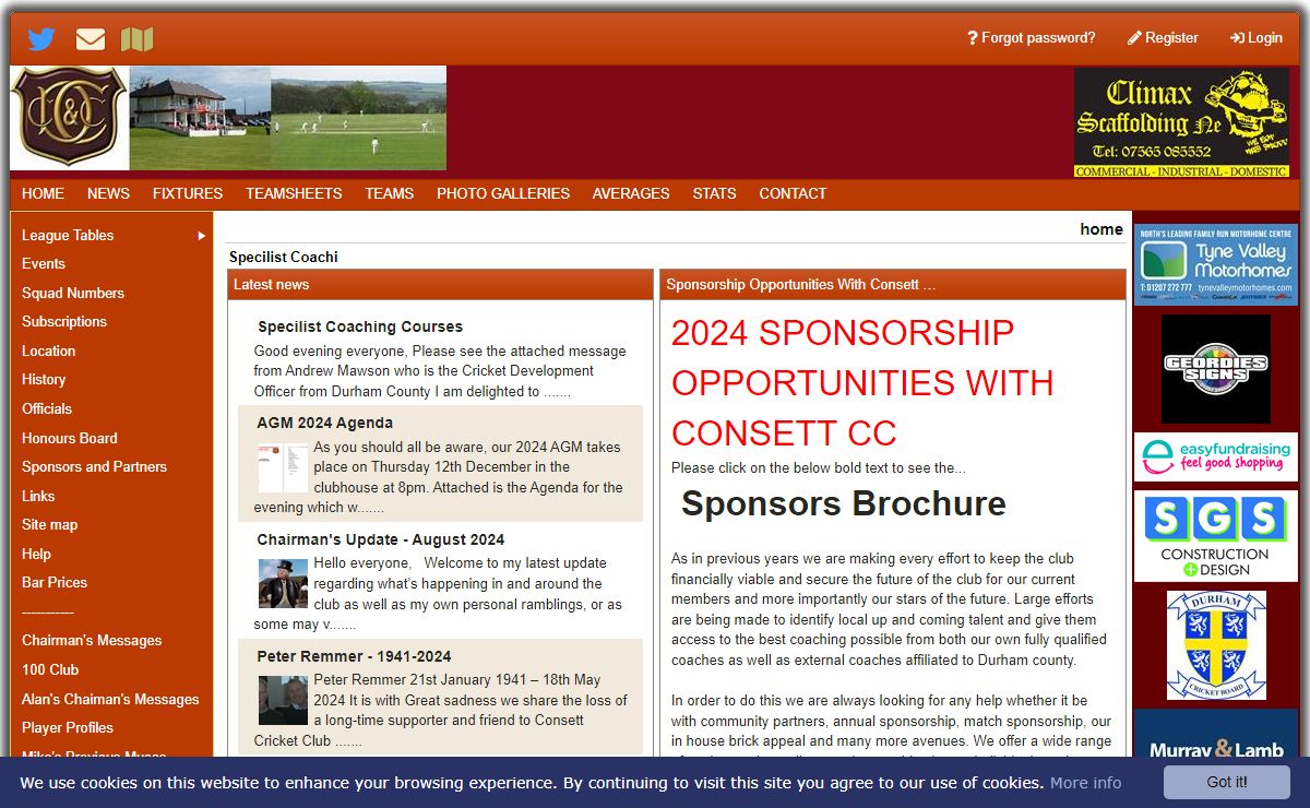 Consett Cricket Club : home