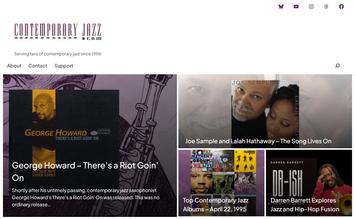 ContemporaryJazz.com - for contemporary jazz fans including smooth jazz, fusion and acid jazz - Serving fans of contemporary jazz since 1996!