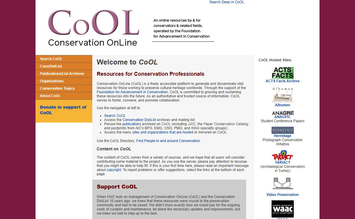 Conservation OnLine - CoOL