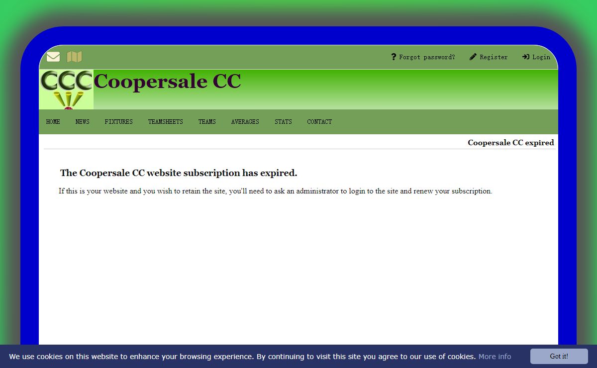 Coopersale CC expired