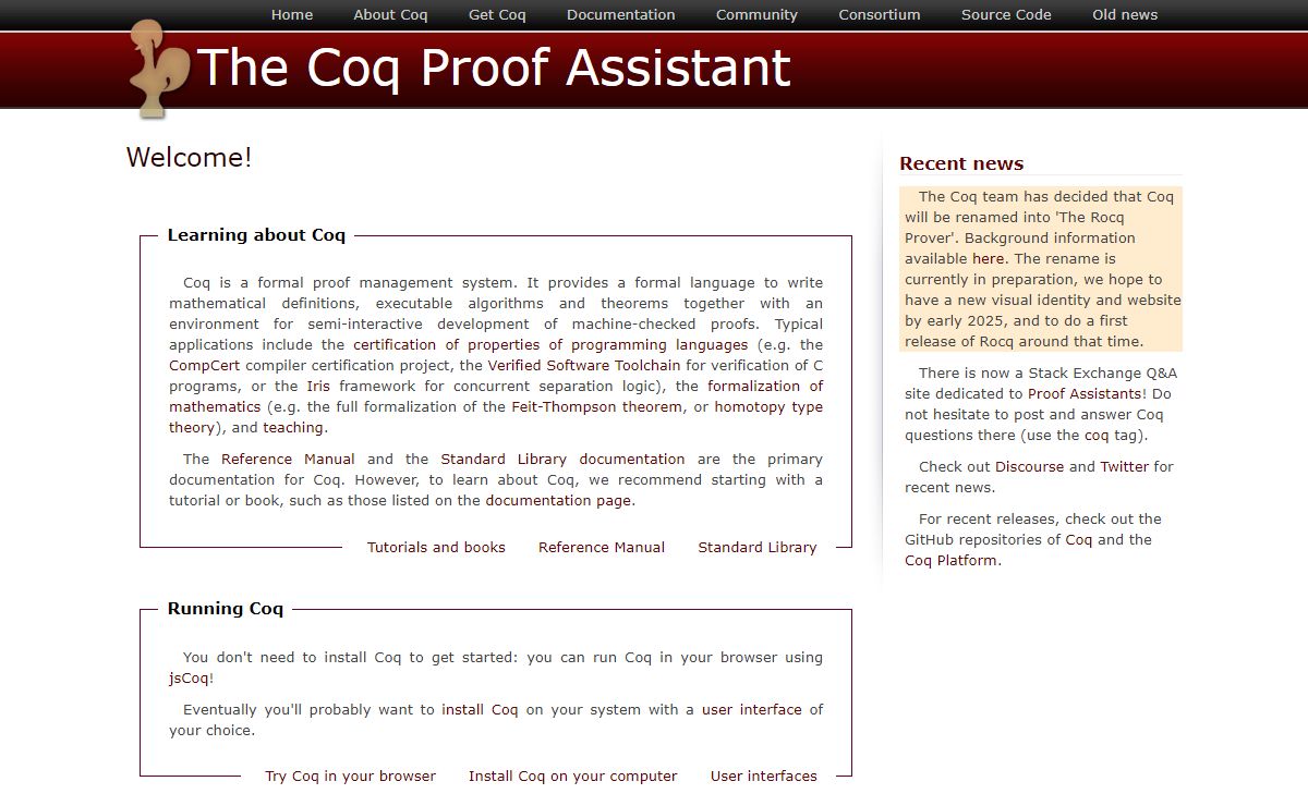 Welcome! | The Coq Proof Assistant