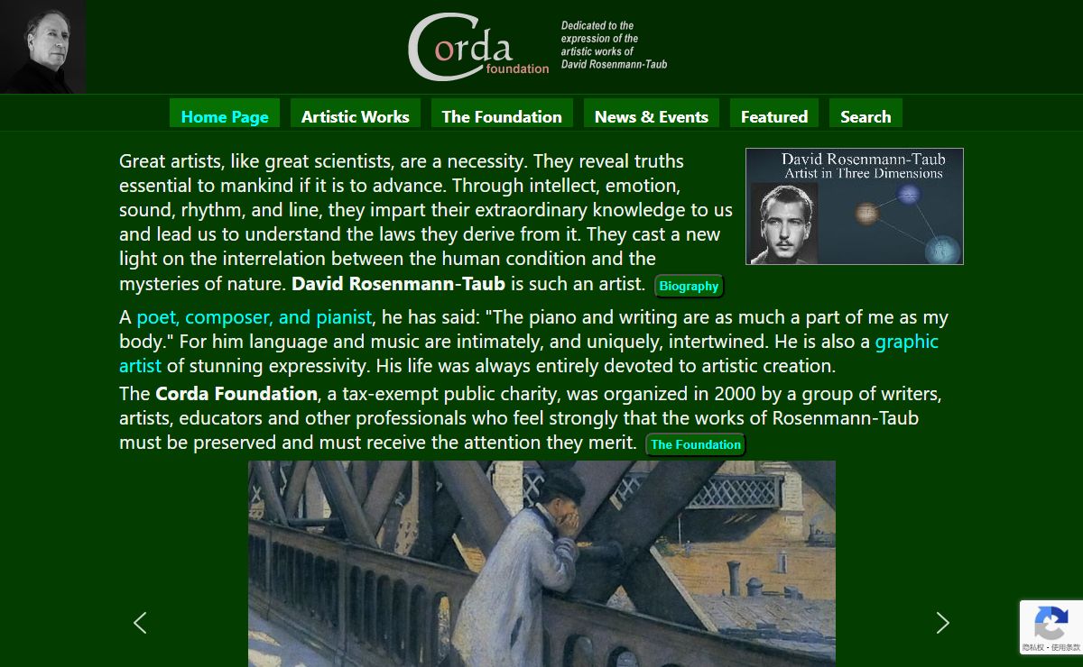 Corda promotes David Rosenmann-Taub's artistic works.