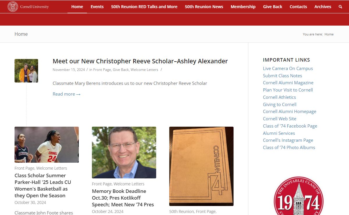 Cornell University – The Notable Class of 1974
