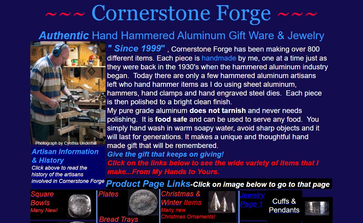 Cornerstone Forge / Authentic Hand Hammered Aluminum Gift Ware