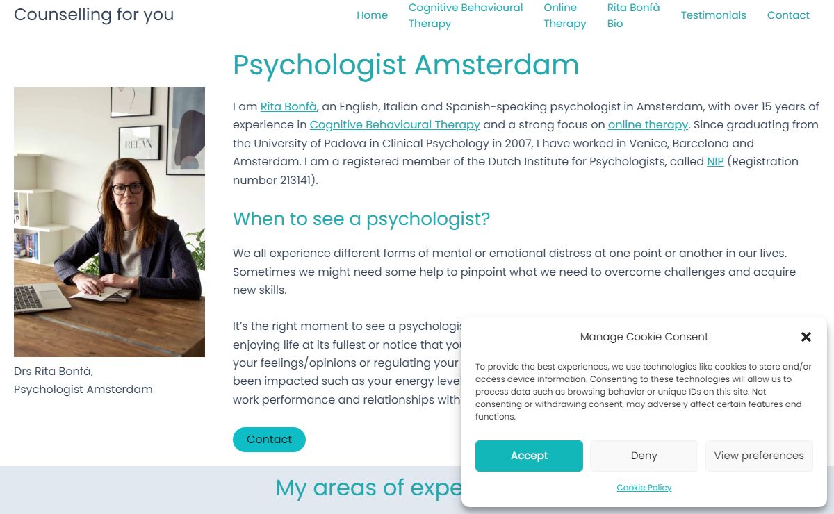 Drs Rita Bonfà | Psychologist Amsterdam