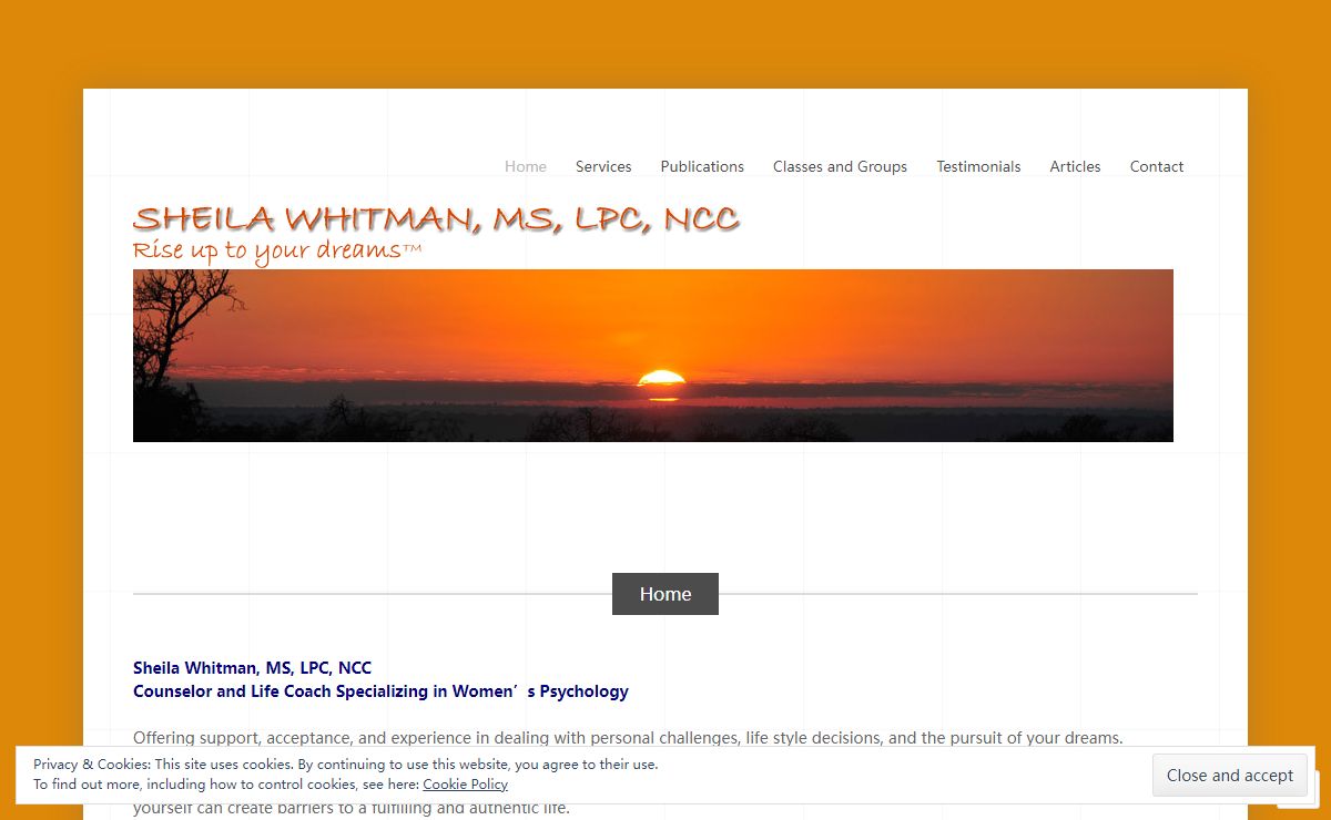 Sheila Whitman, MS, LPC, NCC « Rise up to your dreams