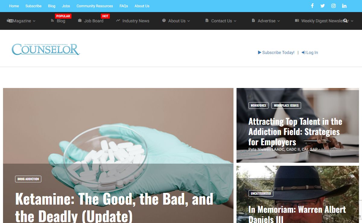 Counselor Magazine – The Magazine for Addiction and Behavioral Health Professionals