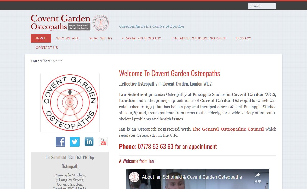 Welcome To Covent Garden Osteopaths - Ian Schofield